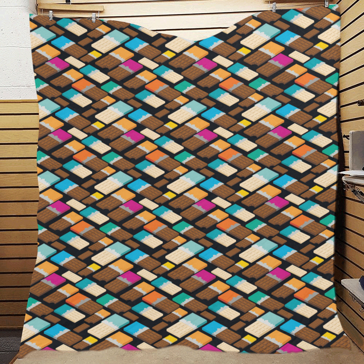 Chocolate Pattern Print Design 02 Premium Quilt