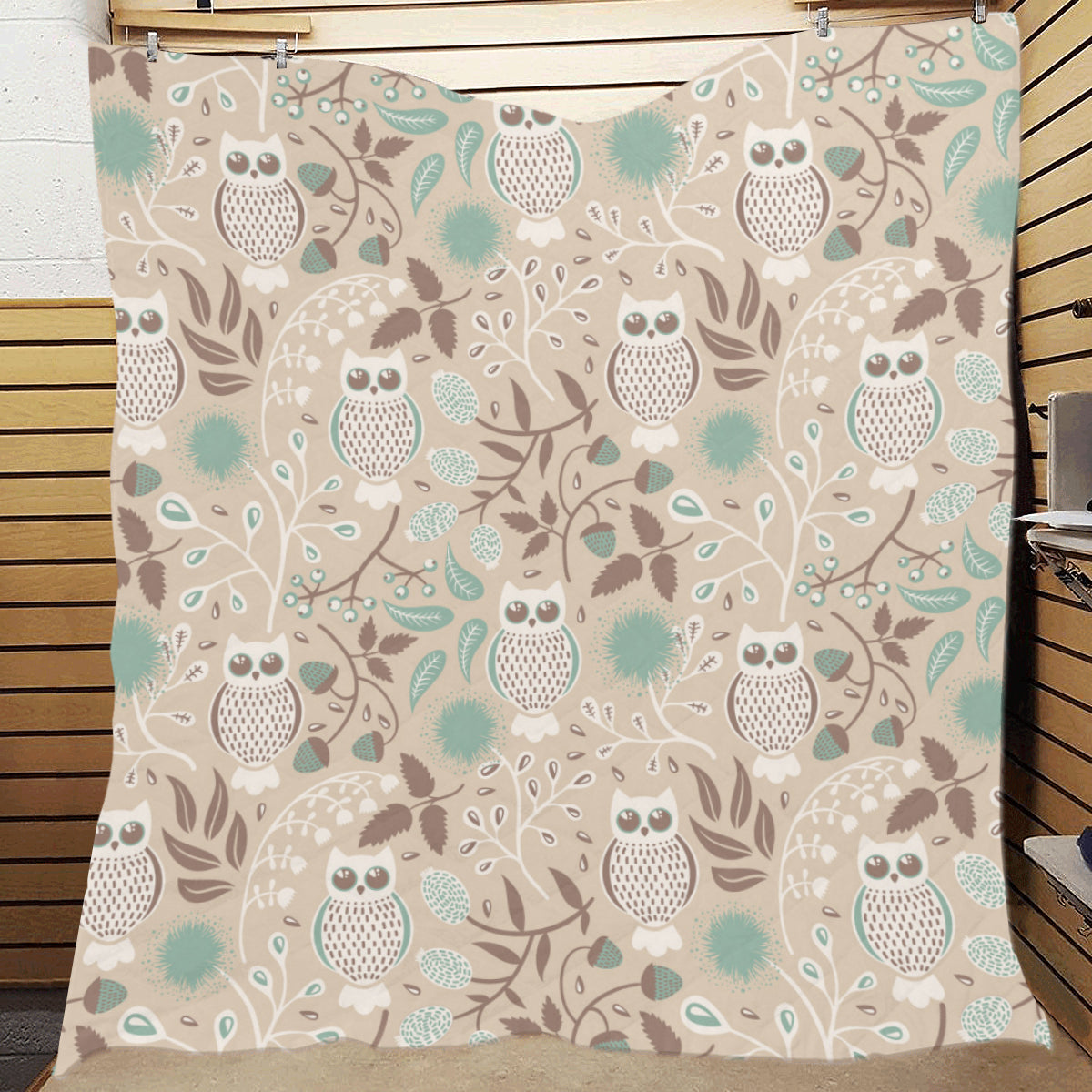 Owl Pattern Print Design A02 Premium Quilt