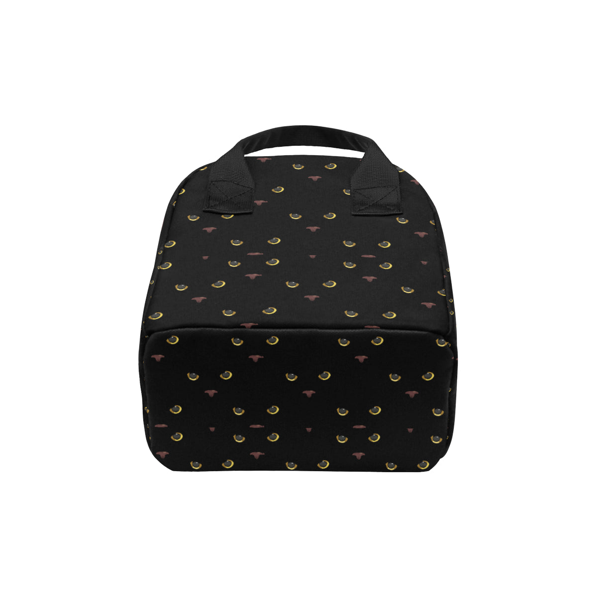 Black Cat Face Print Pattern Insulated Lunch Bag