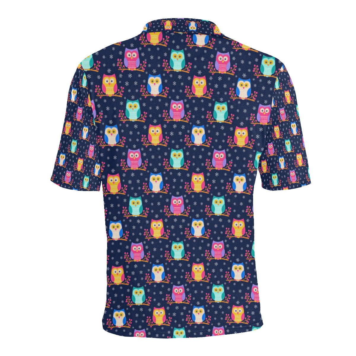 Owl Cute Themed Design Print Men Polo Shirt