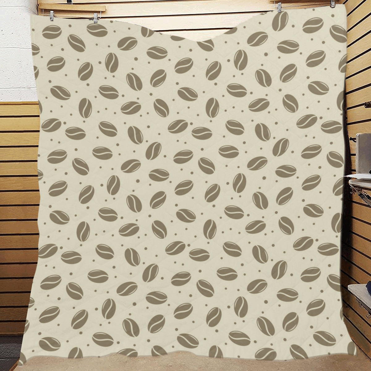 Coffee Pattern Print Design 02 Premium Quilt