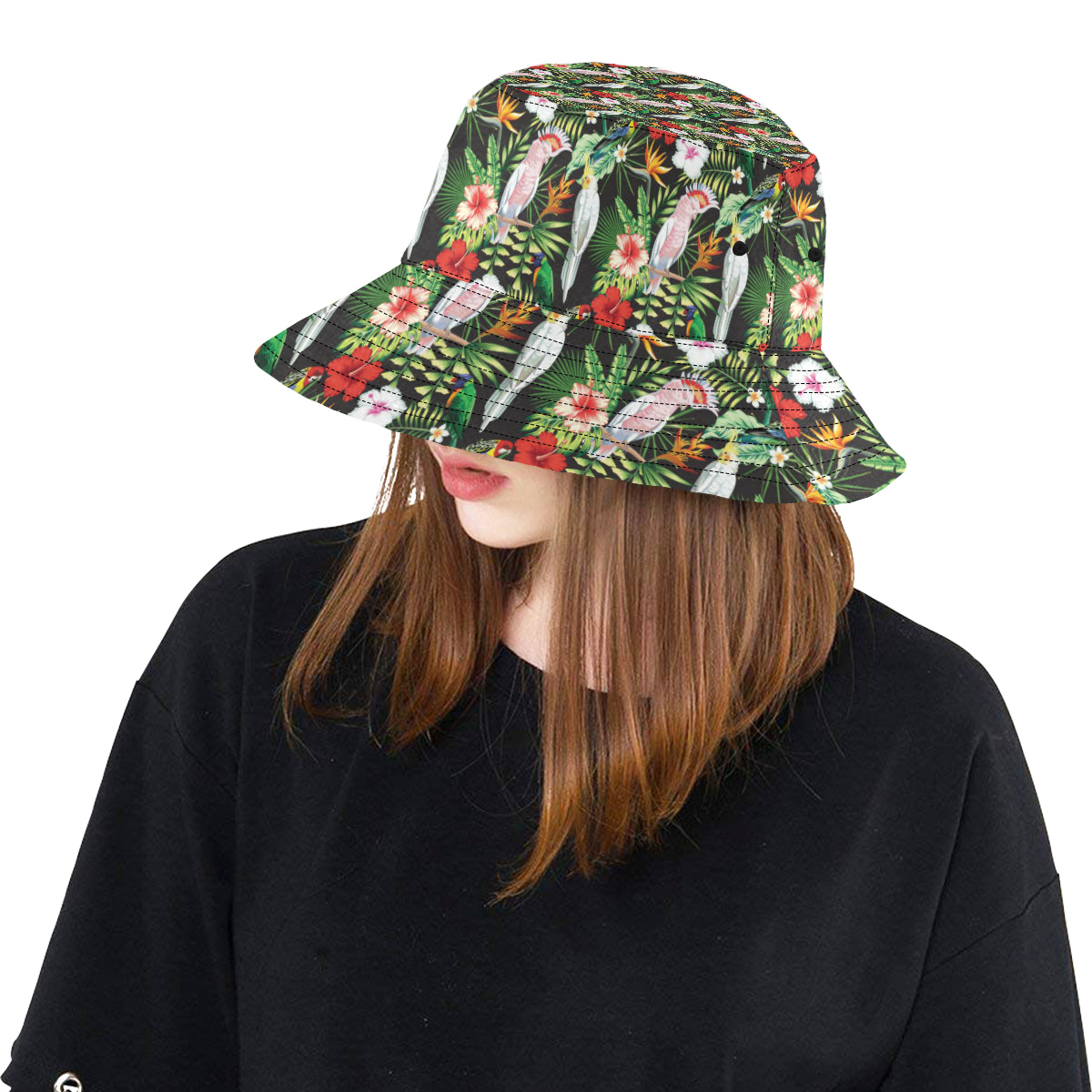 Tropical Flower Pattern Print Design TF03 Unisex Bucket Hat