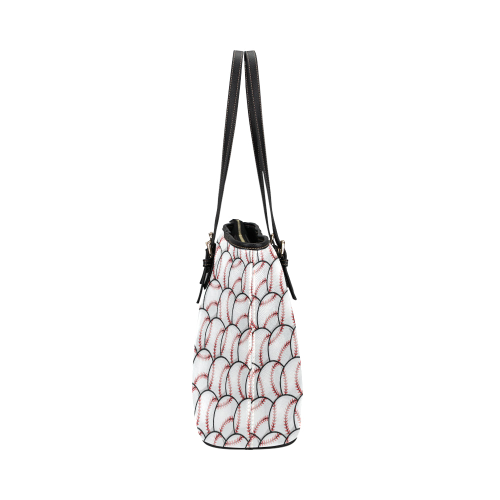Baseball Pattern Leather Tote Bag