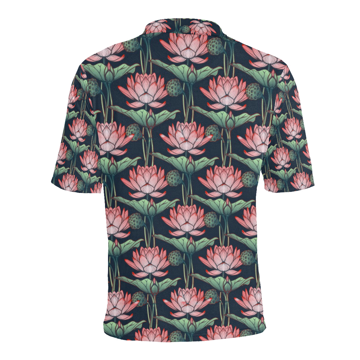 Water Lily Pattern Print Design WL03 Men Polo Shirt