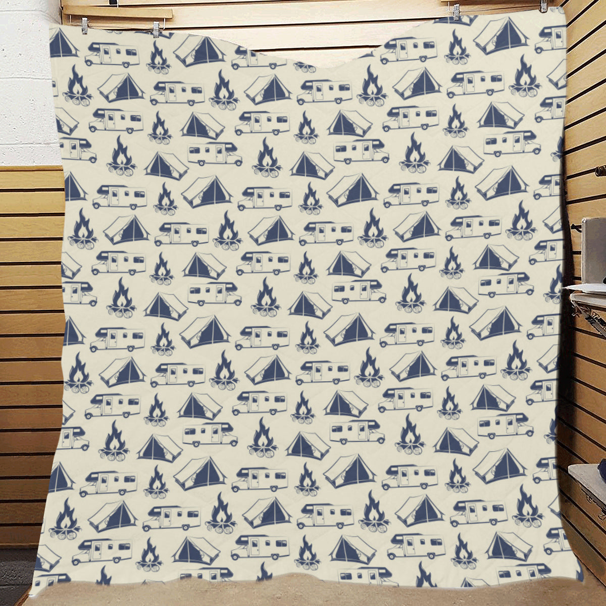 Campfire Pattern Print Design 01 Premium Quilt