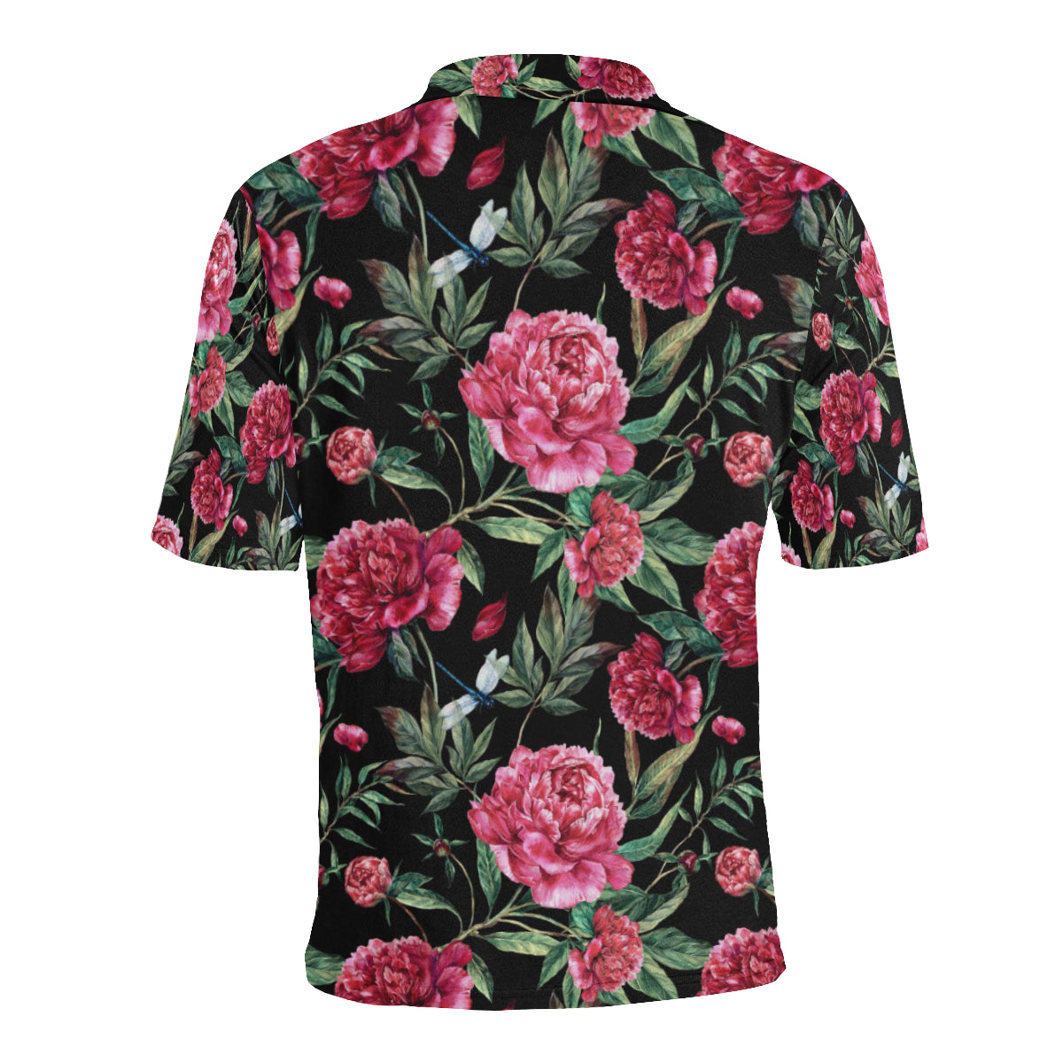 Peony Pattern Print Design PE04 Men Polo Shirt