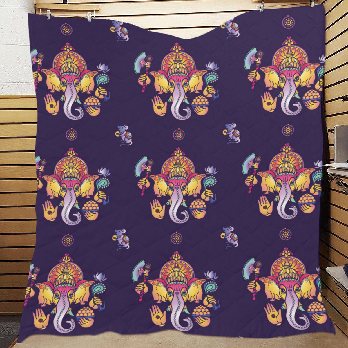Ganesha Pattern Print Design 04 Premium Quilt