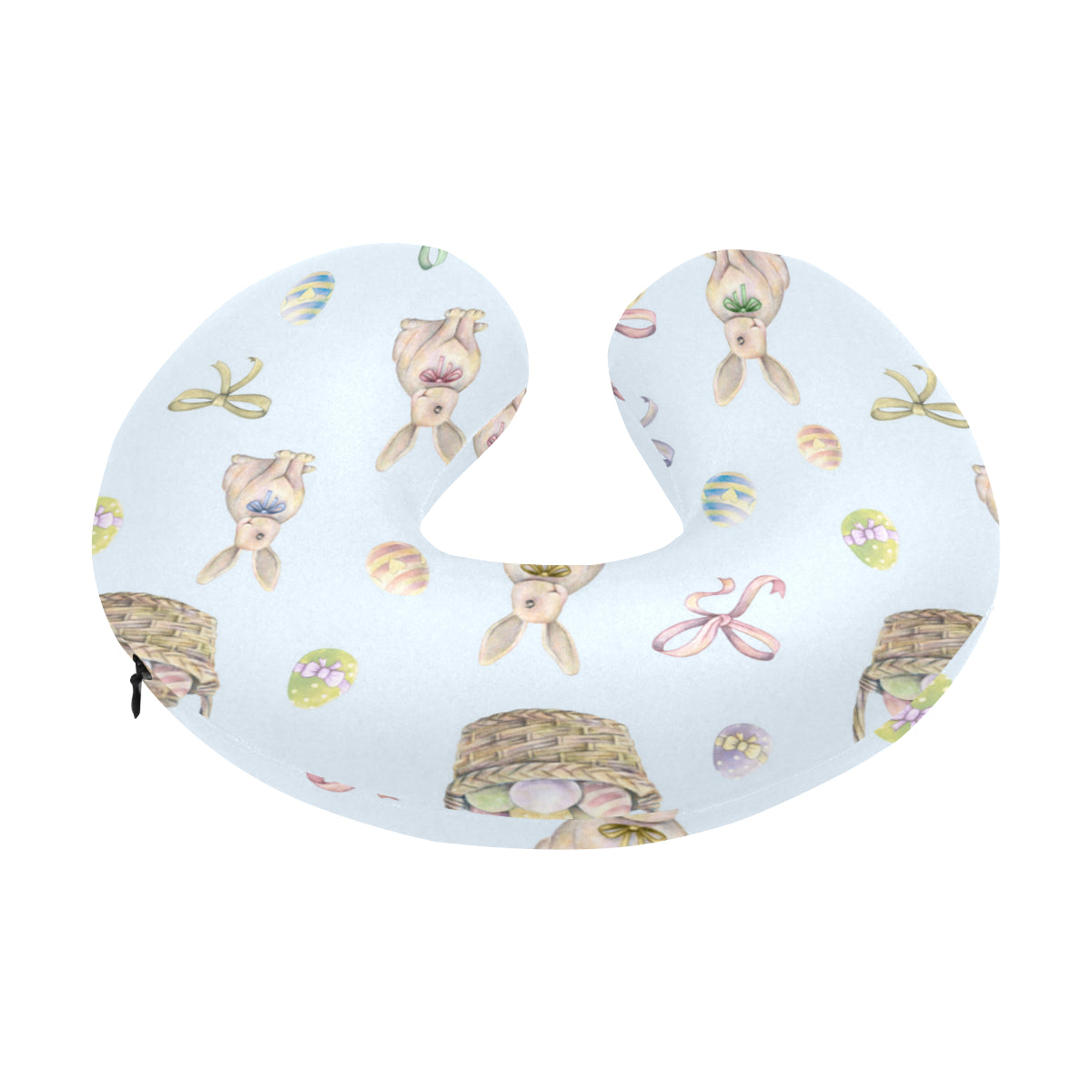 Rabbit Easter Eggs Pattern Print Design 03 U-Shaped Travel Neck Pillow