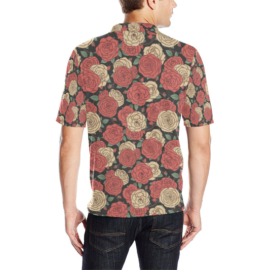 Camellia Pattern Print Design CM01 Men Polo Shirt