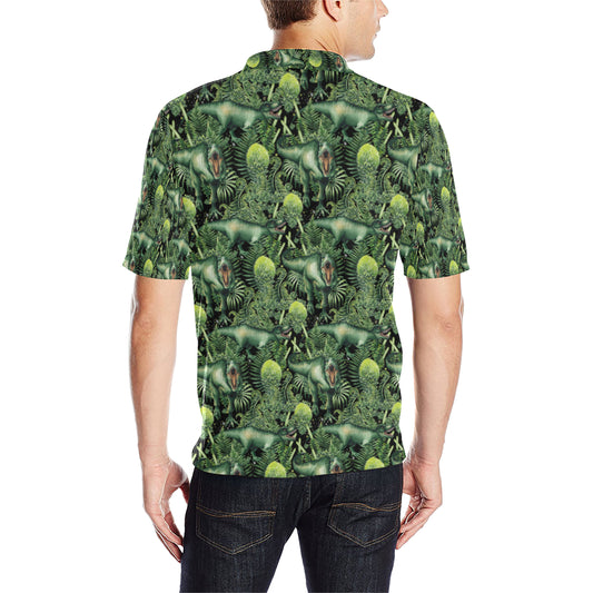 Dinosaur T Rex Print Pattern Men Polo Shirt