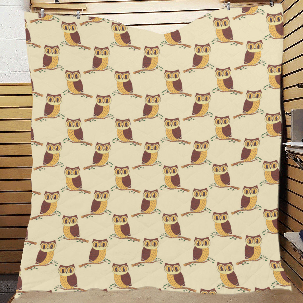 Owl Pattern Print Design A07 Premium Quilt