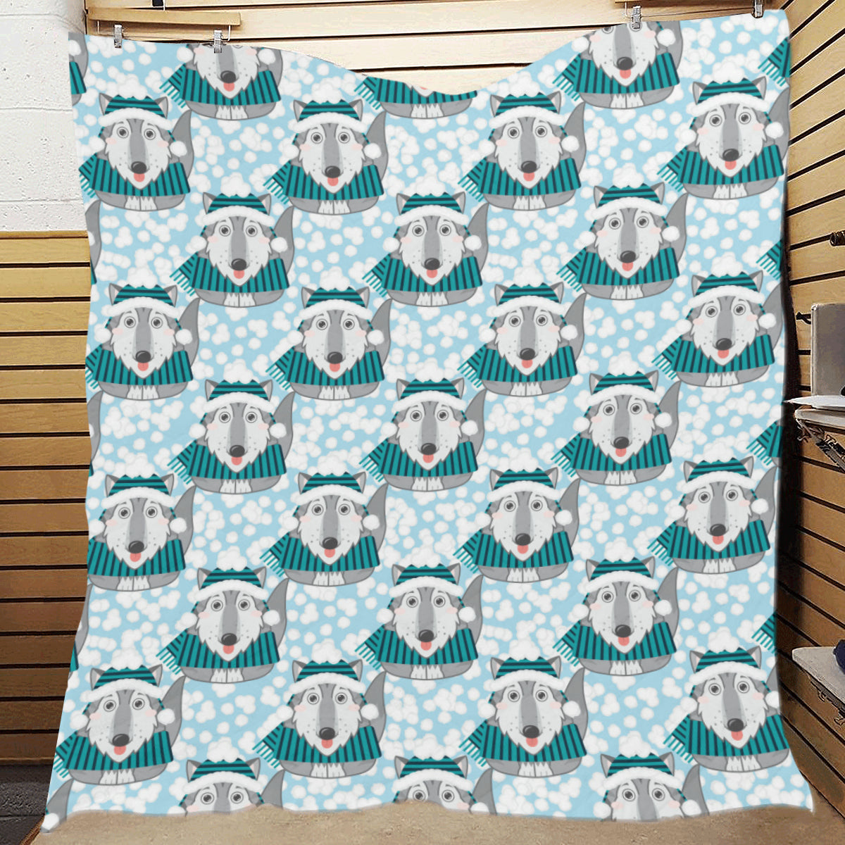 Alaskan Malamute Pattern Print Design 01 Premium Quilt