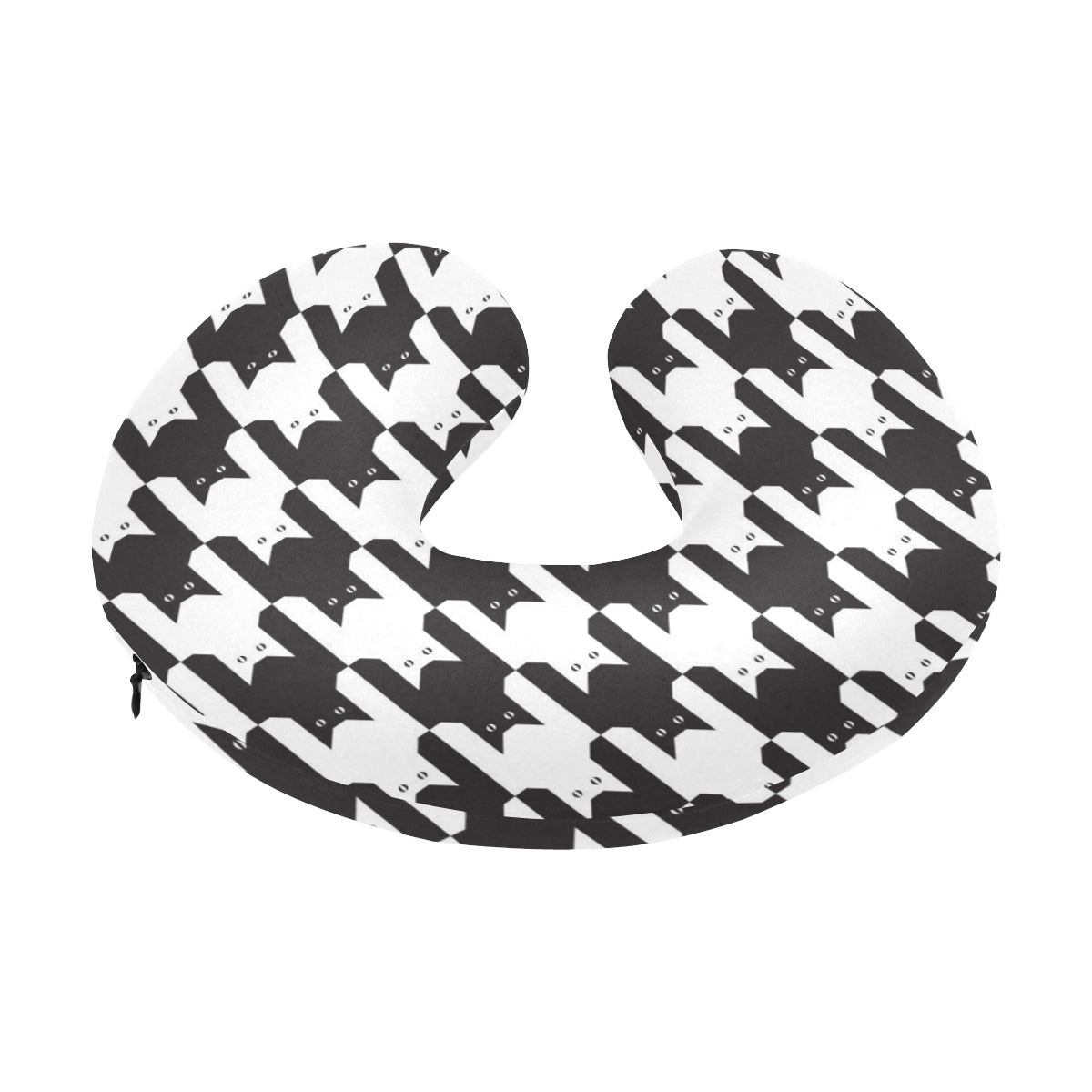 Cat HoundstoothPattern Print Design 01 U-Shaped Travel Neck Pillow