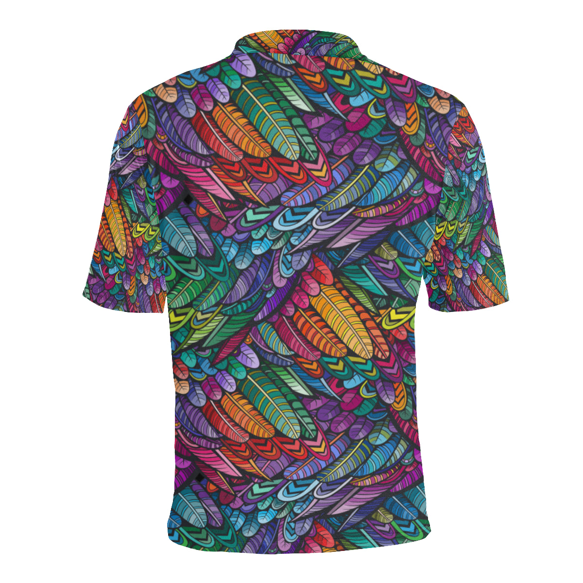 Feather Multicolor Design Print Men Polo Shirt