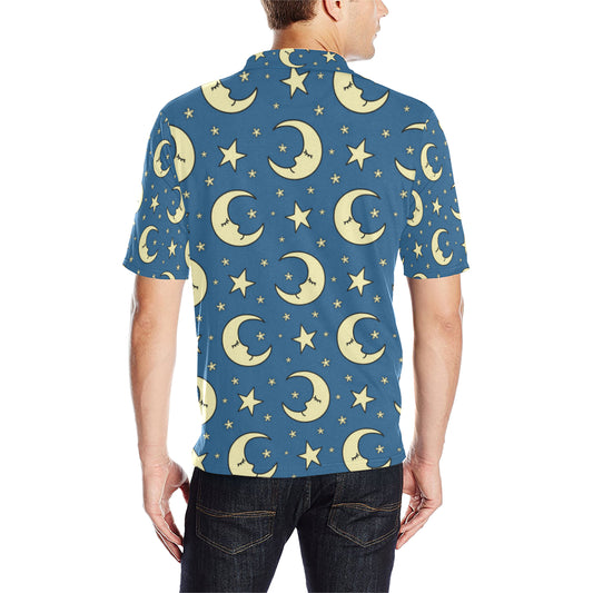 Moon Night Pattern Print Design 03 Men Polo Shirt