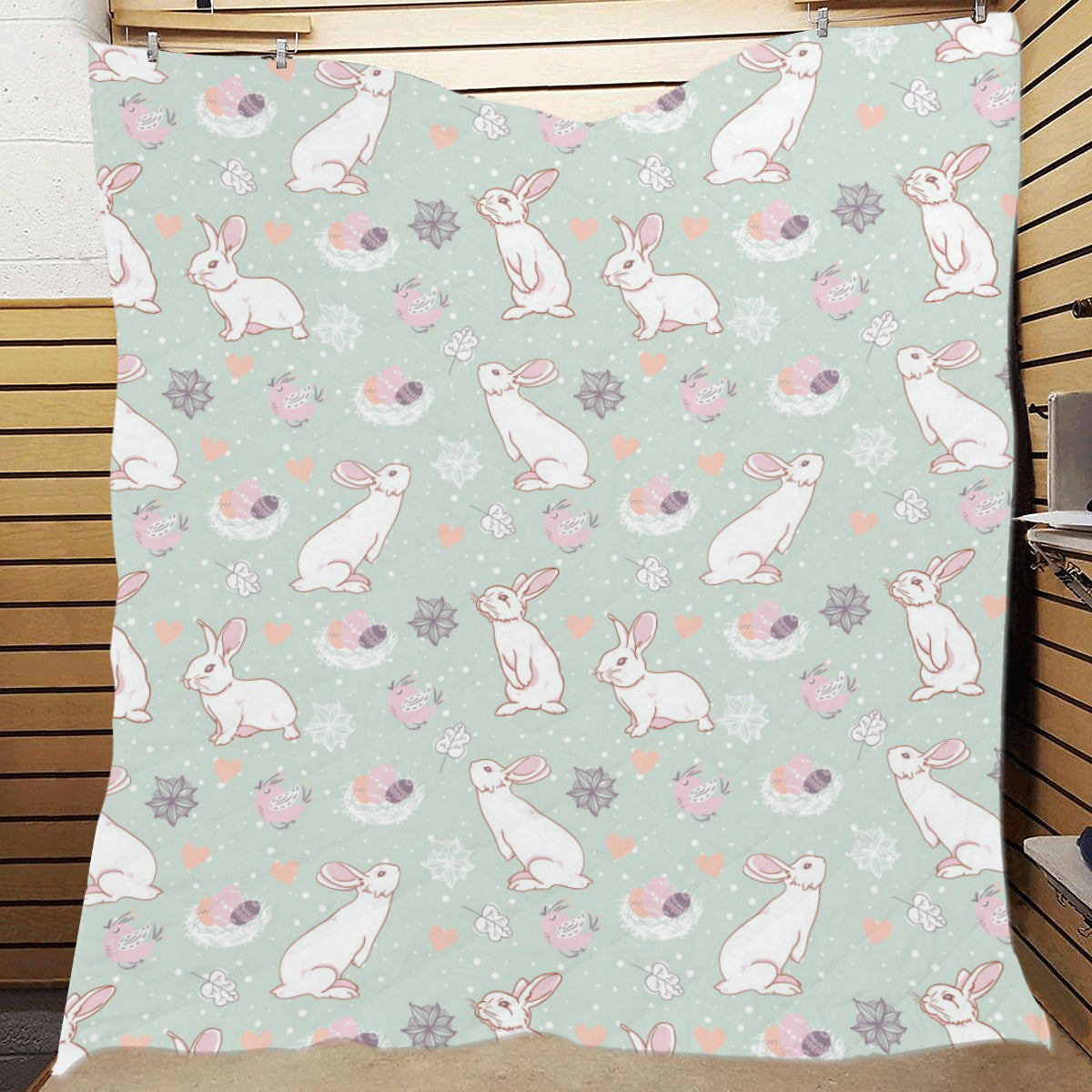 Rabbit Pattern Print Design RB011 Premium Quilt