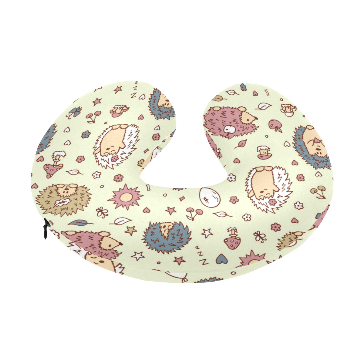 Hedgehog Cute Pattern Print Design 01 U-Shaped Travel Neck Pillow