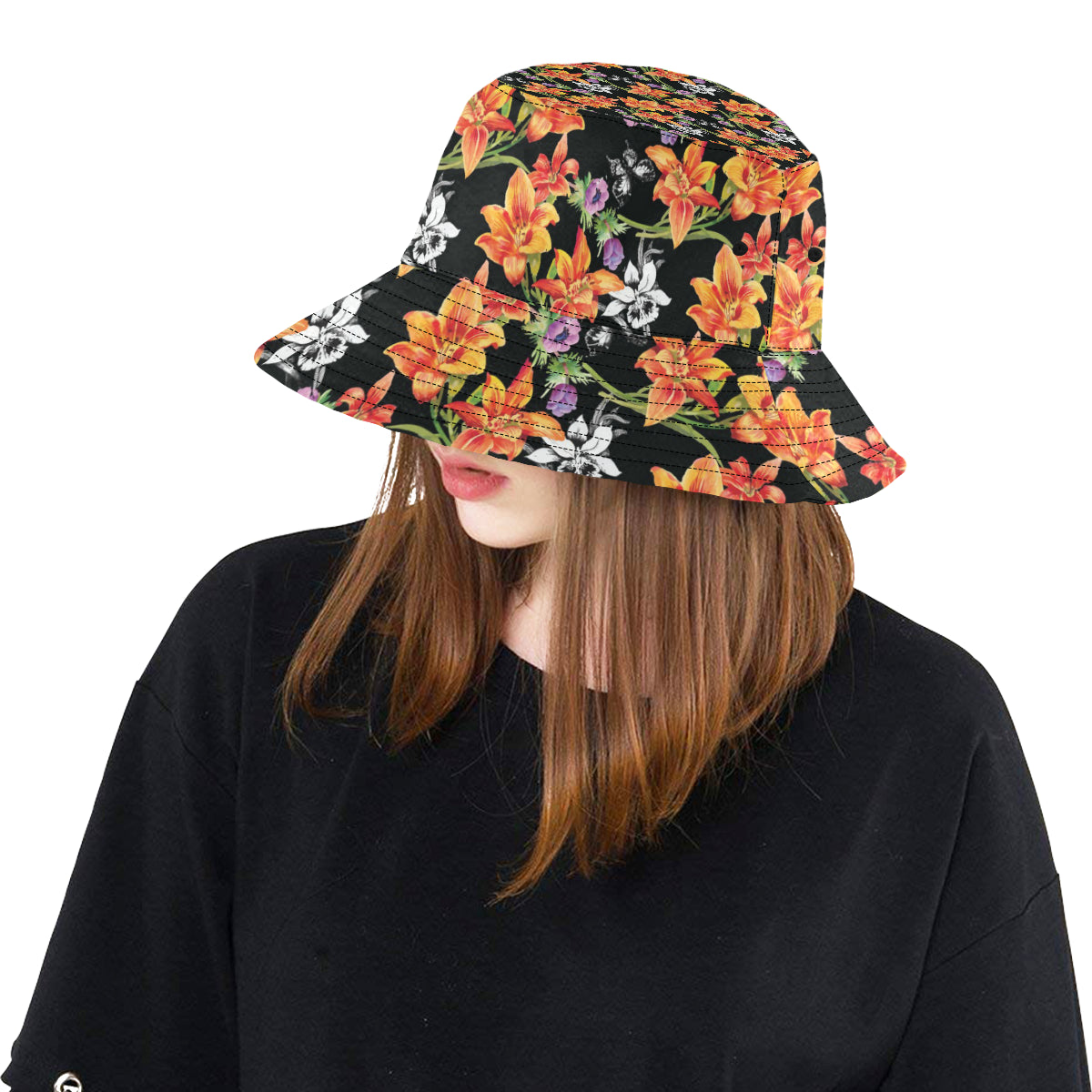 Tropical Flower Pattern Print Design TF02 Unisex Bucket Hat