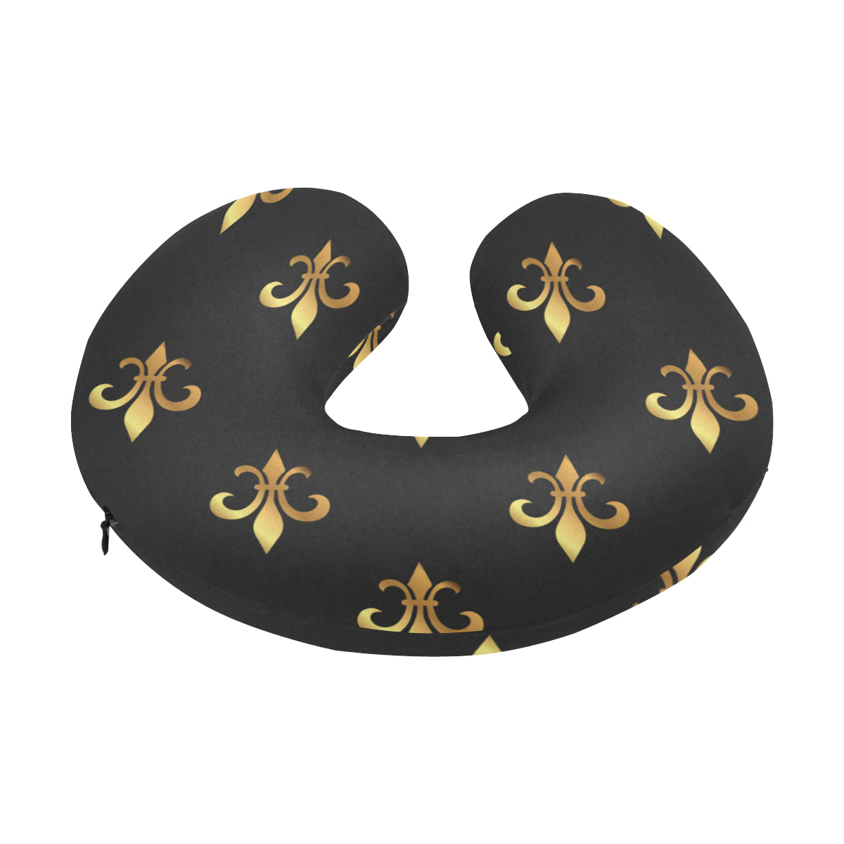 Fleur De Lis Gold Pattern Print Design 03 U-Shaped Travel Neck Pillow