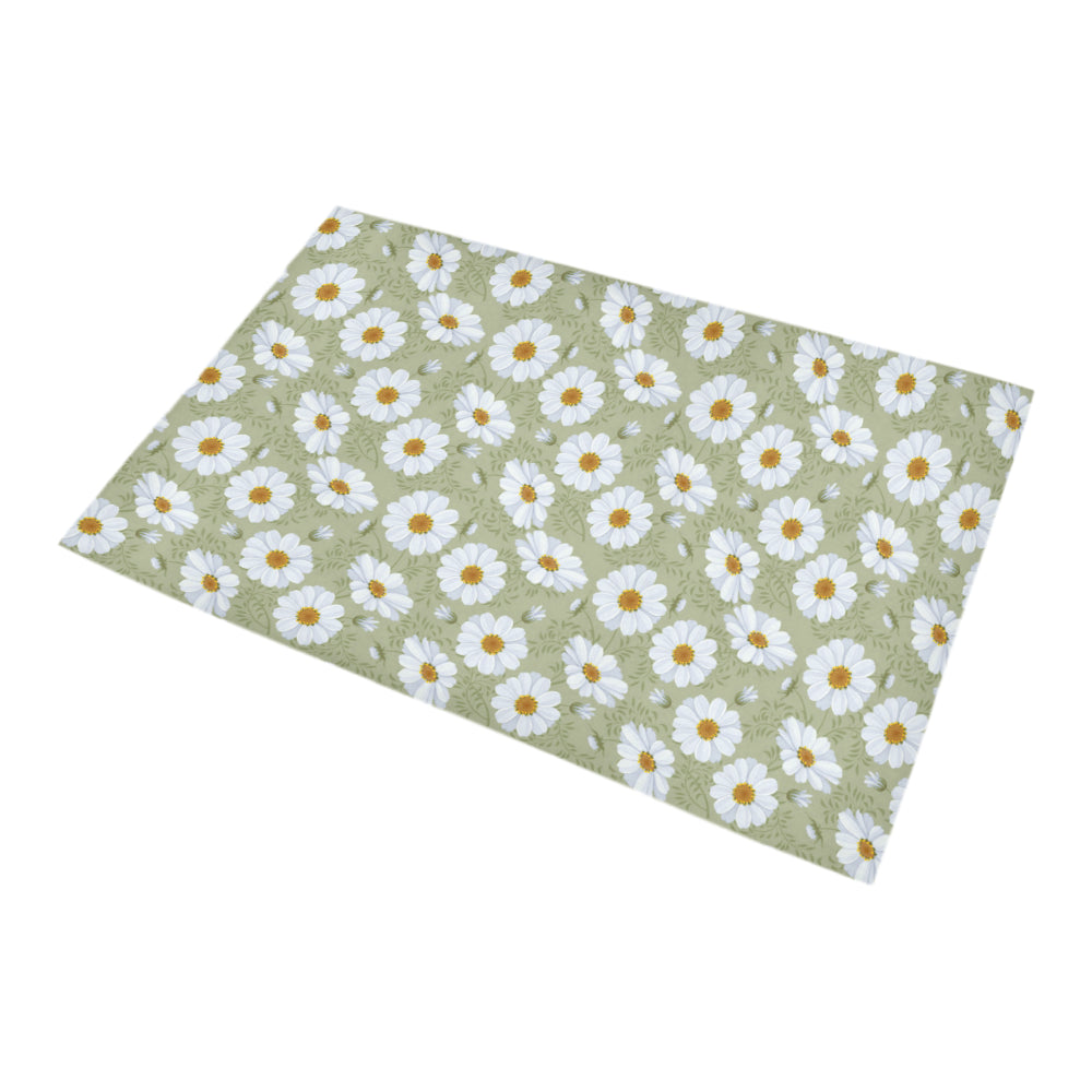 Daisy Yellow Print Pattern Bath Mat