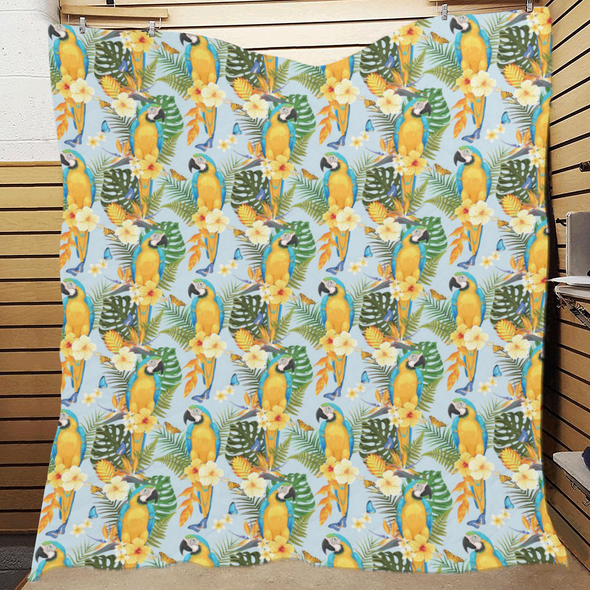 Parrot Pattern Print Design A04 Premium Quilt