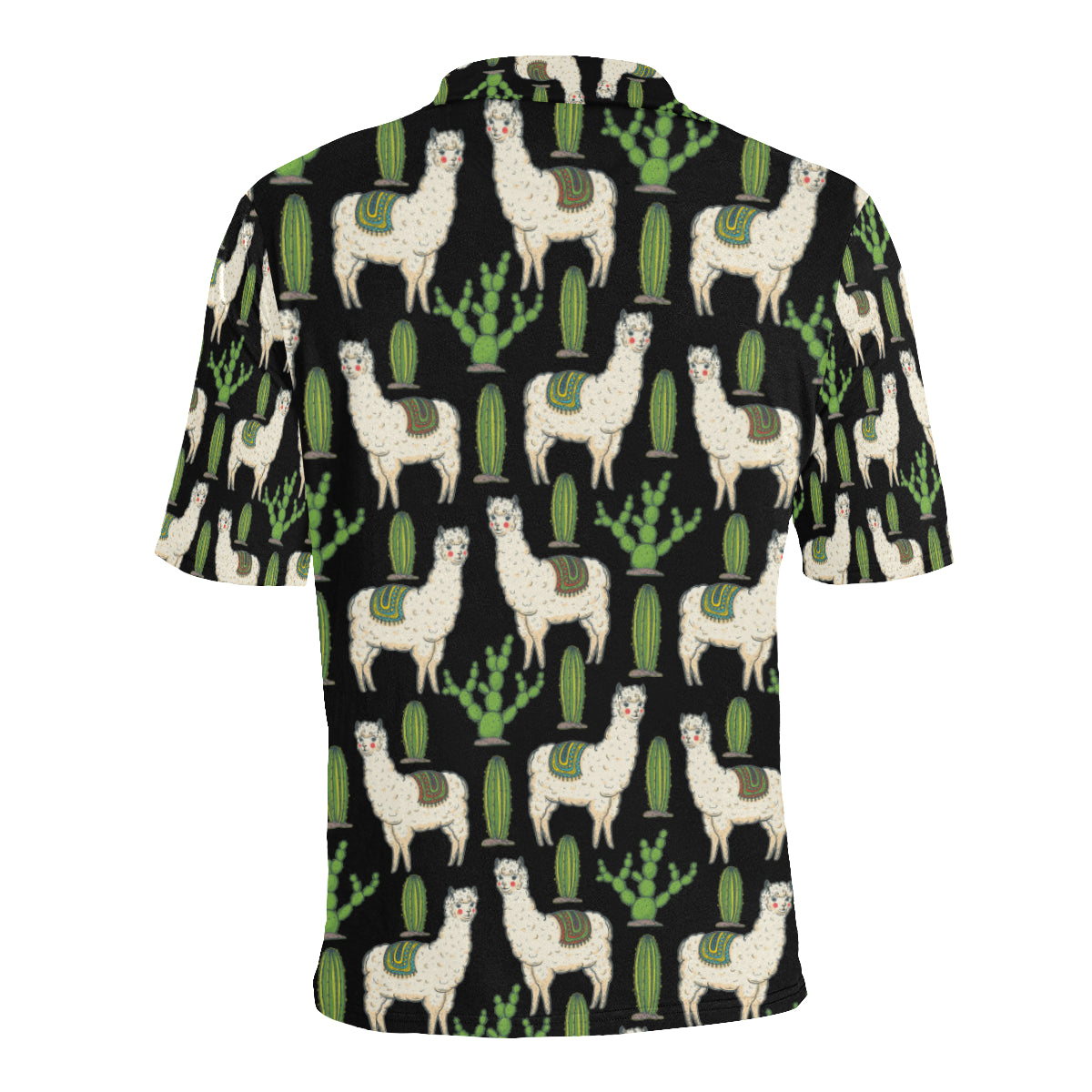Llama Cactus Pattern Print Design 011 Men Polo Shirt