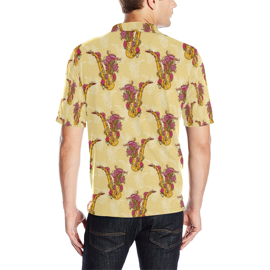 Saxophone Pattern Print Design 04 Men Polo Shirt