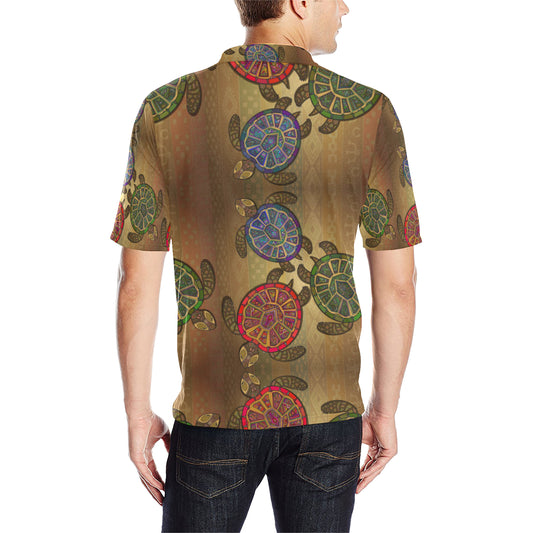 Sea Turtle Tribal Colorful Men Polo Shirt