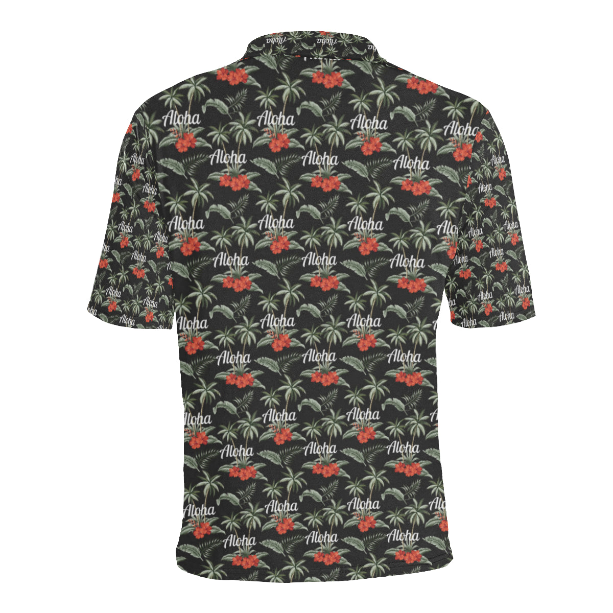 Aloha Palm Tree Design Themed Print Men Polo Shirt