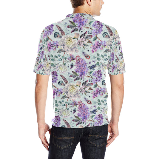 Lilac Pattern Print Design LI06 Men Polo Shirt