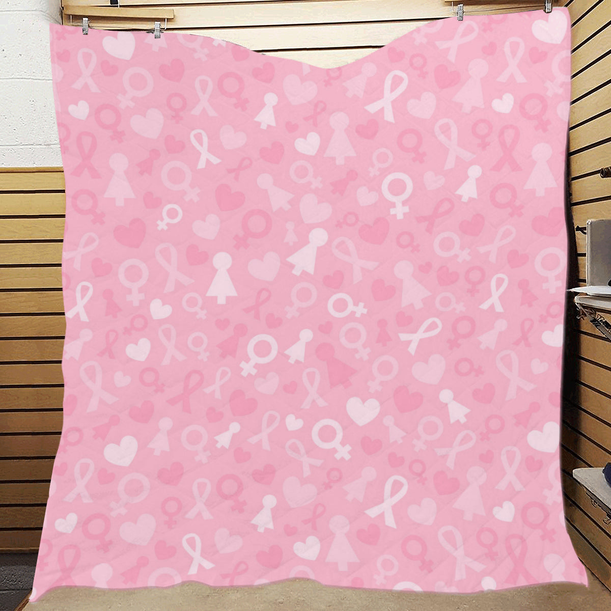 Breast cancer Pattern Print Design 01 Premium Quilt