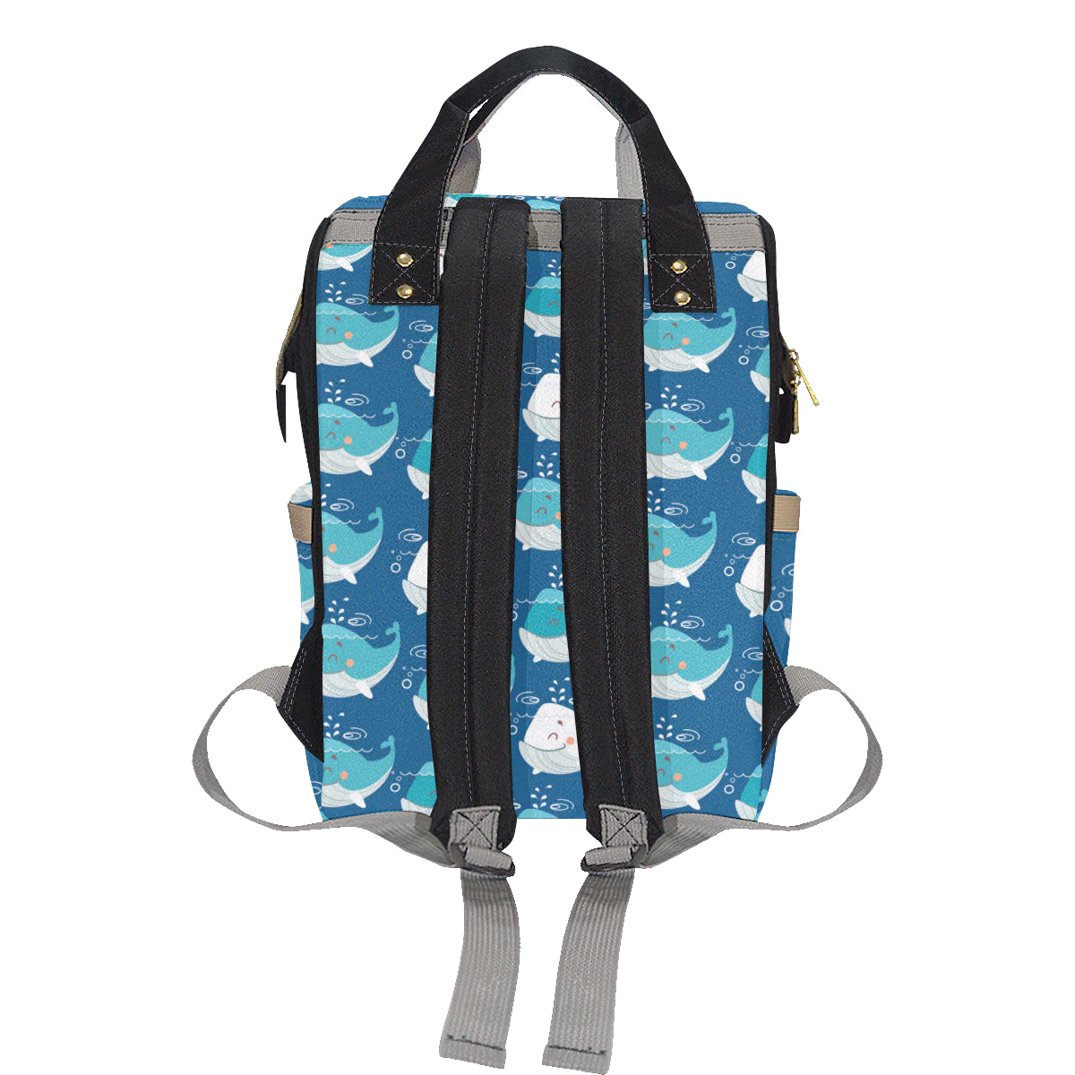 Blue Whale Pattern Print Design 01 Diaper Bag Backpack