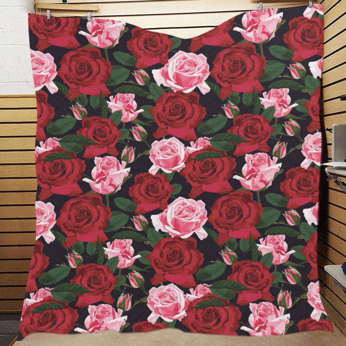 Rose Red Pink Pattern Print Design RO01 Premium Quilt