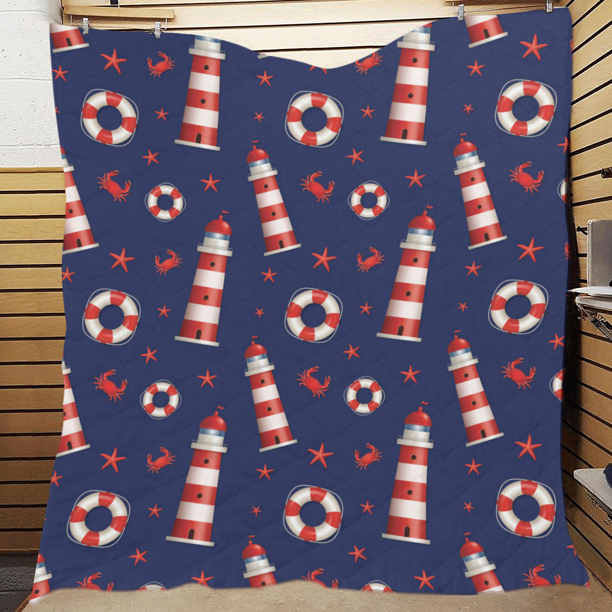 Nautical Pattern Print Design A03 Premium Quilt