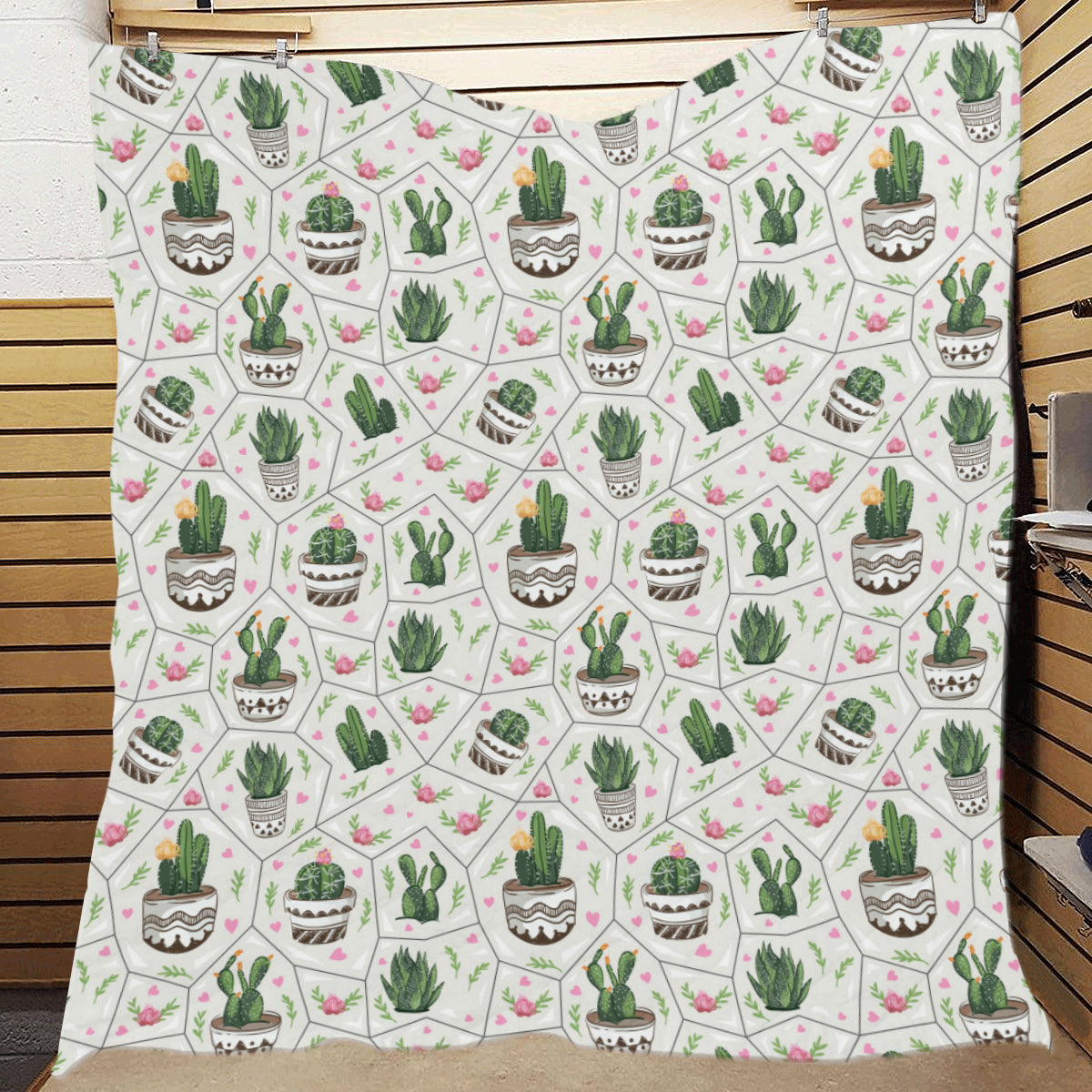Cactus Pattern Print Design 04 Premium Quilt