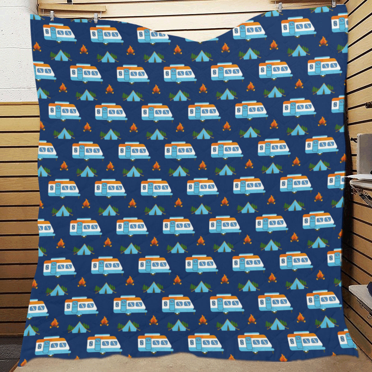 Camper Pattern Camping Themed No 3 Print Premium Quilt