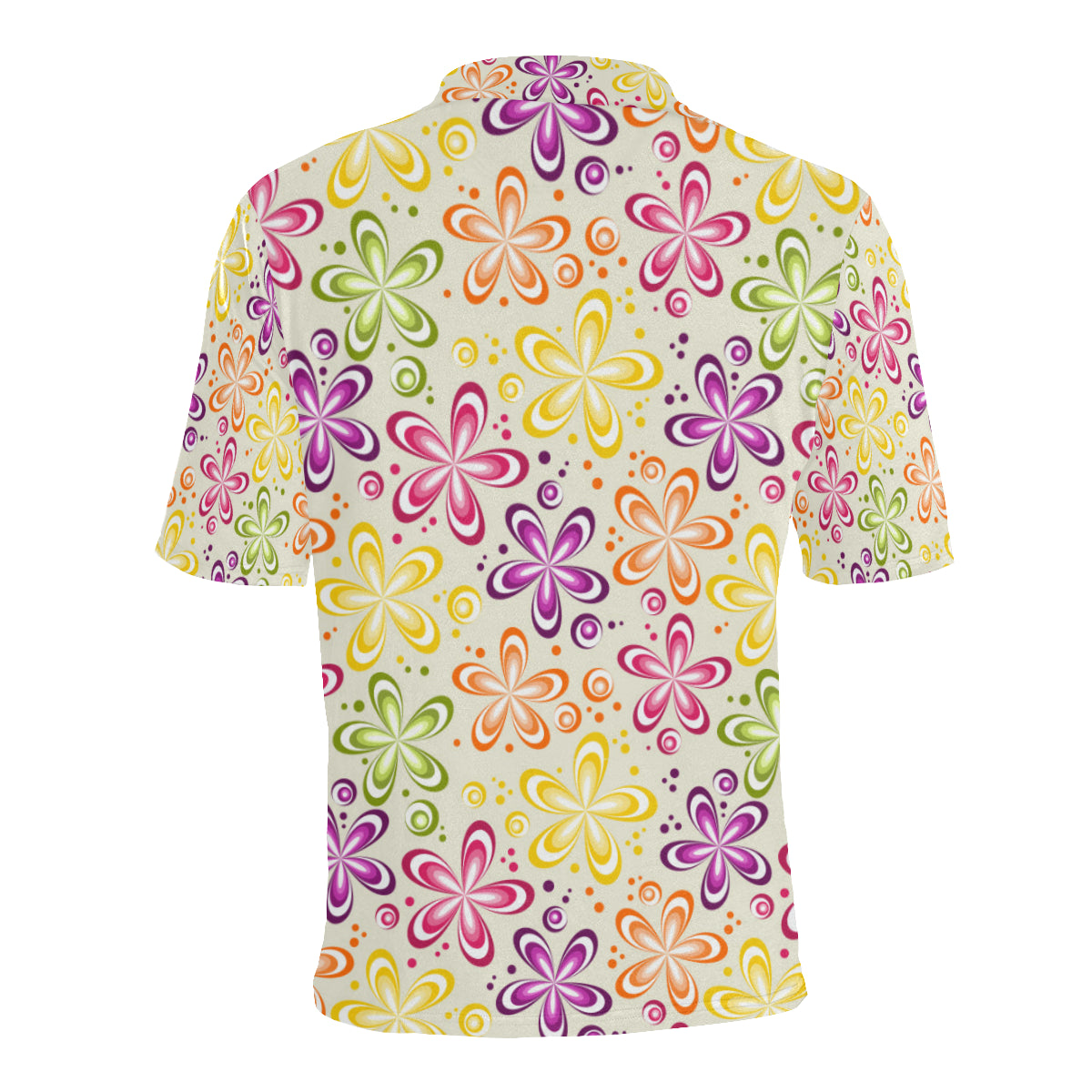 Flower Power Colorful Design Print Men Polo Shirt