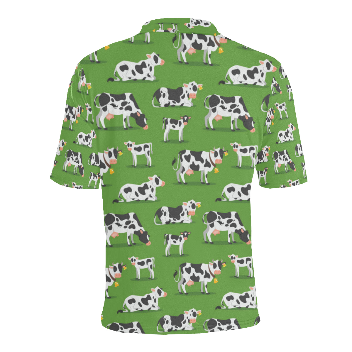Cow Happy Print Pattern Men Polo Shirt