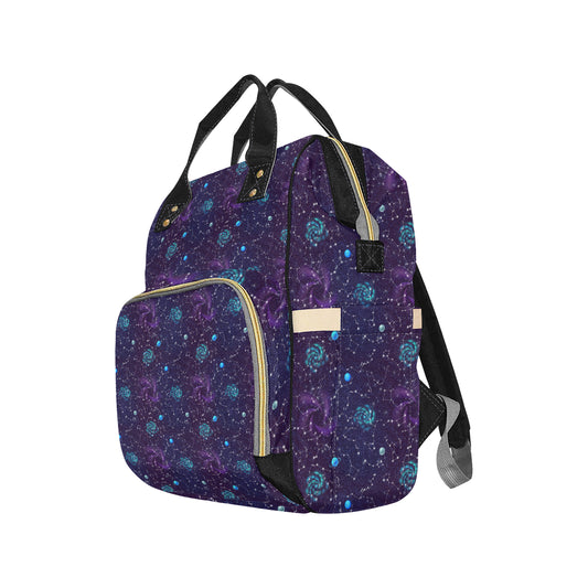 Zodiac Galaxy Design Print Diaper Bag Backpack