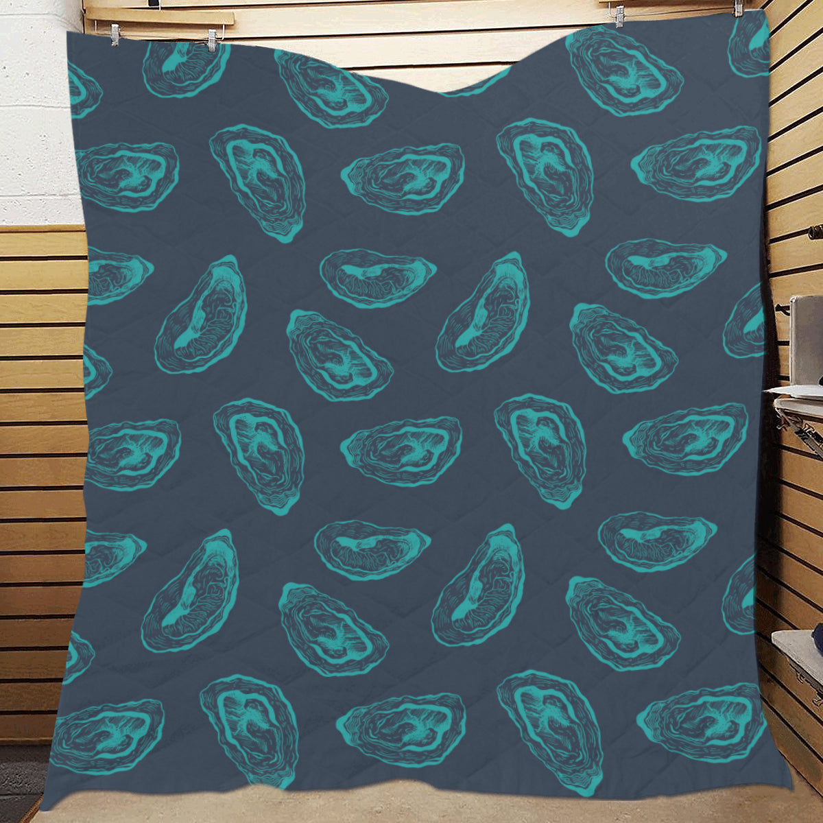 Oyster Pattern Print Design 01 Premium Quilt