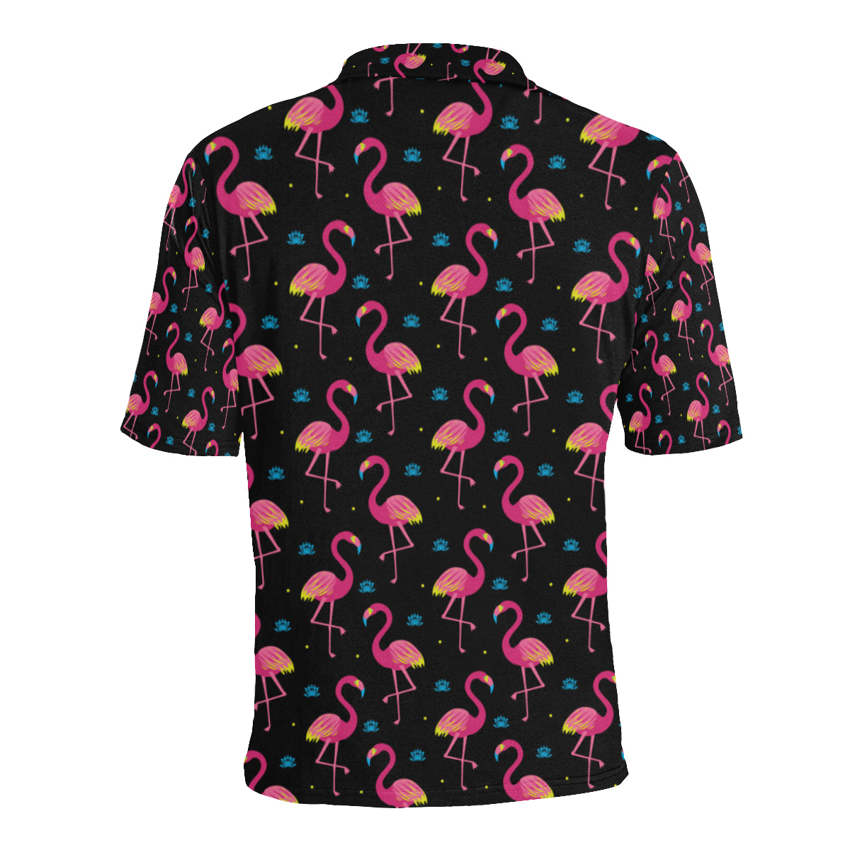 Flamingo Pink Neon Print Pattern Men Polo Shirt