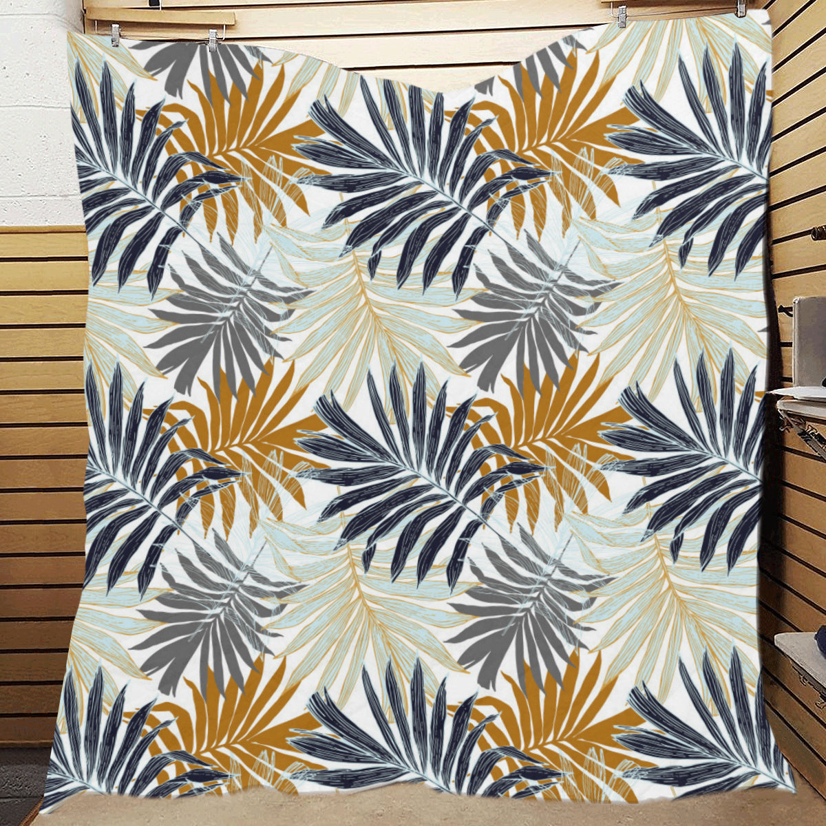 Colorful Tropical Palm Leaves Premium Quilt