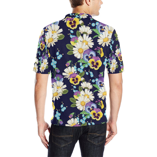 Pansy Pattern Print Design PS03 Men Polo Shirt
