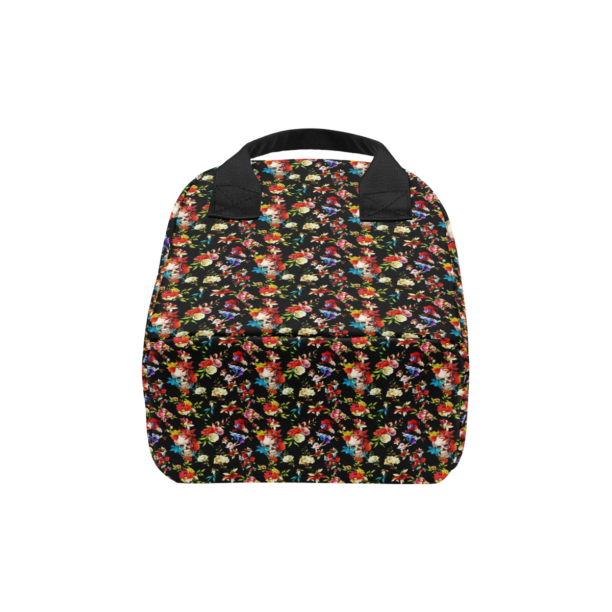 Skull Roses Flower Design Themed Print Insulated Lunch Bag