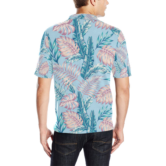 Tropical Flower Pattern Print Design TF01 Men Polo Shirt