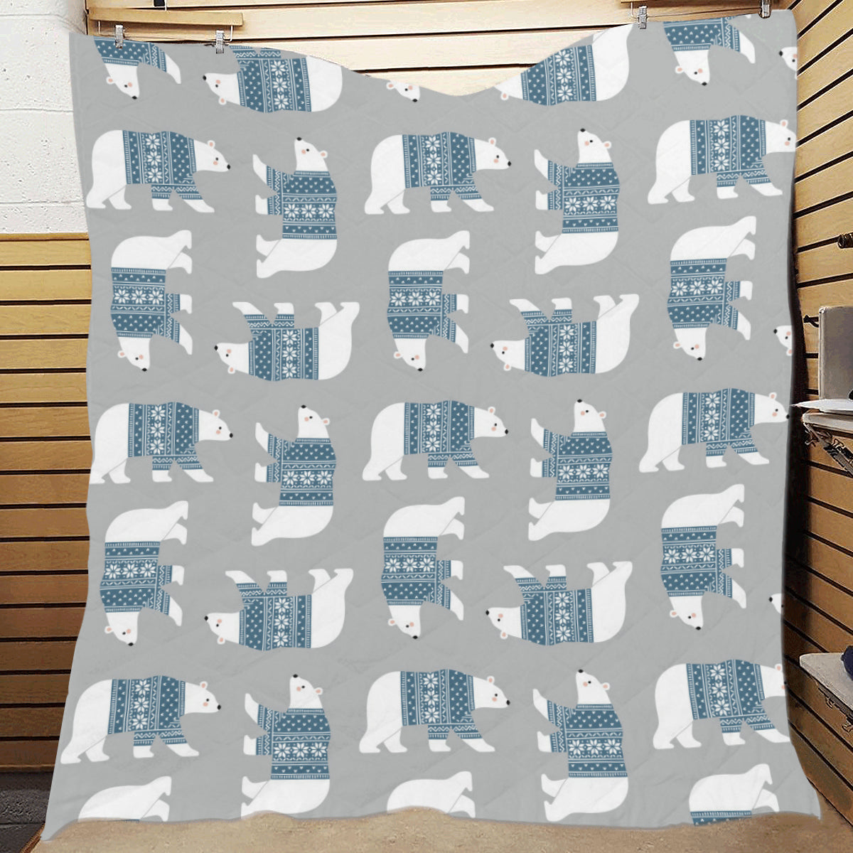 Polar Bear Pattern Print Design A03 Premium Quilt