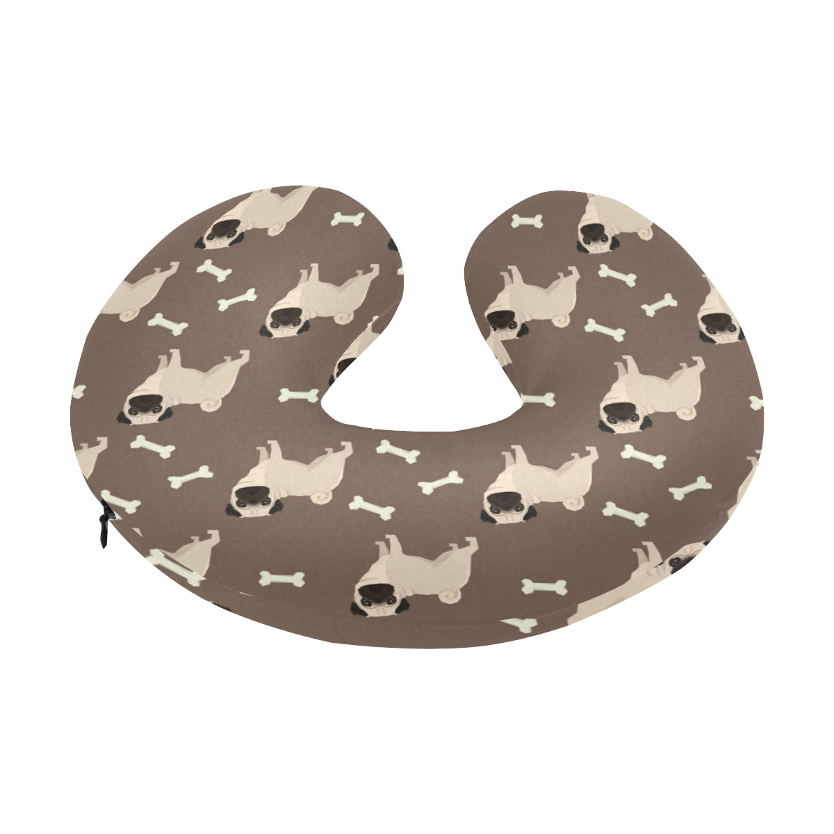 Pug Pattern Print Design A02 U-Shaped Travel Neck Pillow