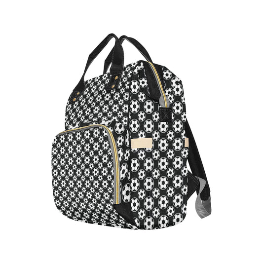 Soccer Ball Black Print Pattern Diaper Bag Backpack