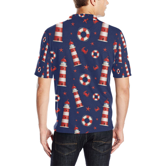Nautical Pattern Print Design A03 Men Polo Shirt