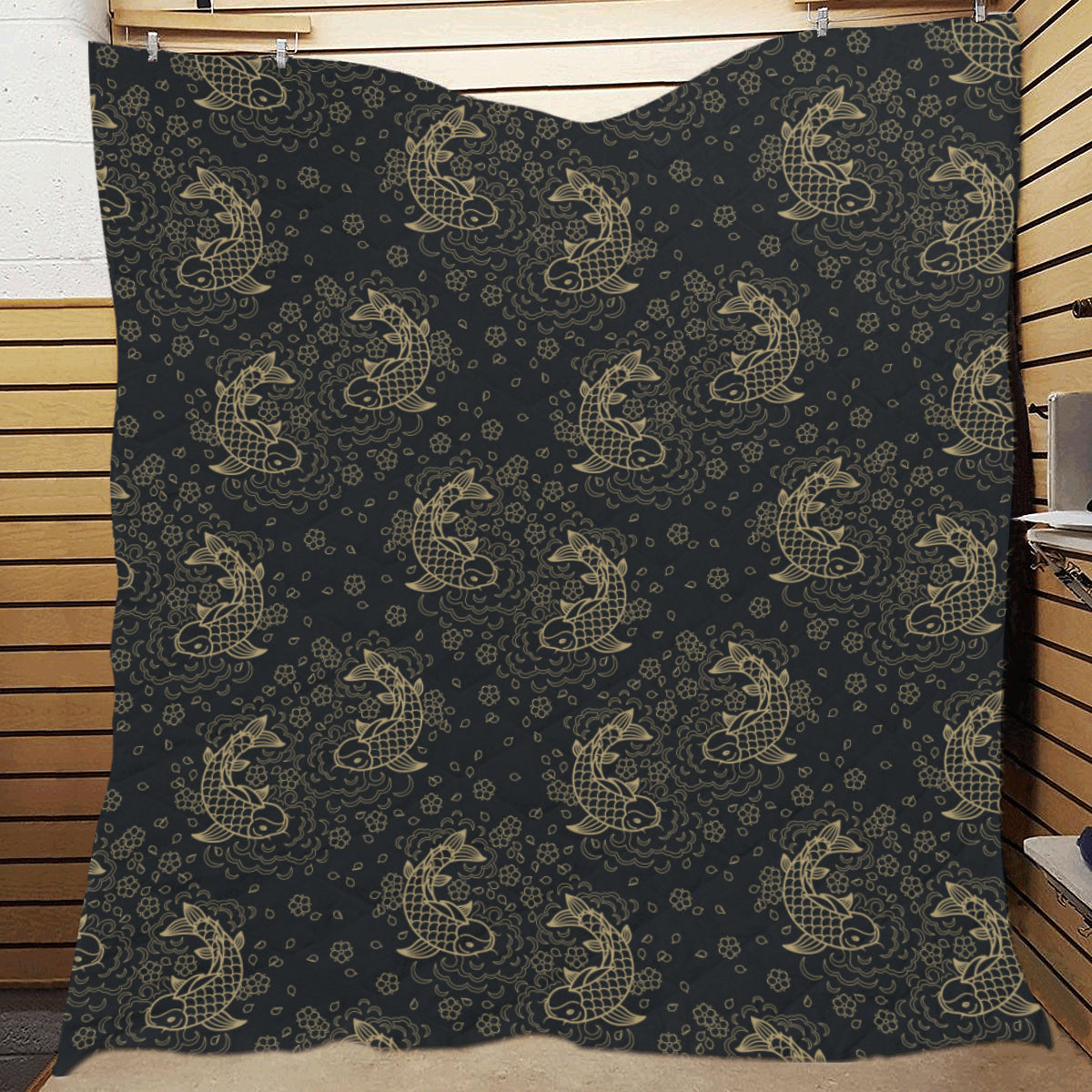 KOI Fish Pattern Print Design 02 Premium Quilt